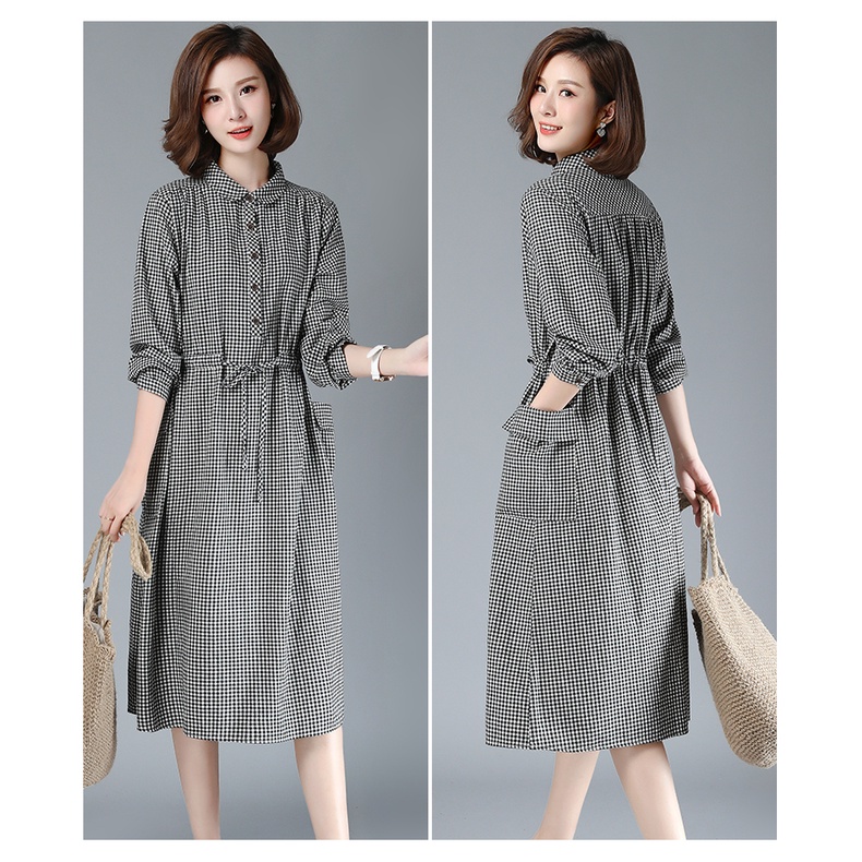 Váy - đầm sơ mi nữ dài tay thu đông 2 túi hông, váy công sở phong cách Hàn Quốc chất liệu mềm mịn cao cấp Da187