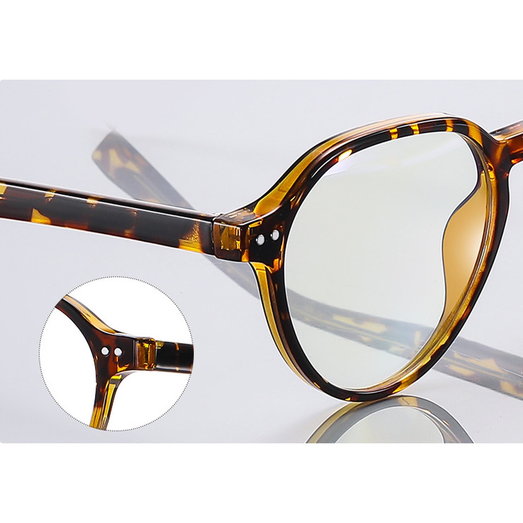 Mắt Kính Gọng Oval Kim Loại Chống Ánh Sáng Xanh Thời Trang Hàn Quốc