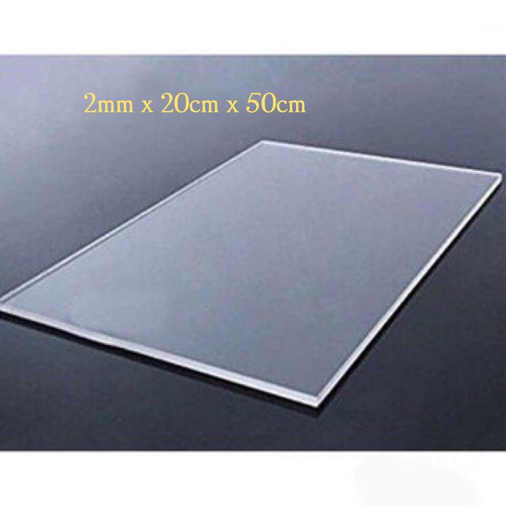 Mica 20x50cm Tấm nhựa mica cứng trong suốt làm hồ cá, hộp kính, đồ chơi, cắt theo yêu cầu