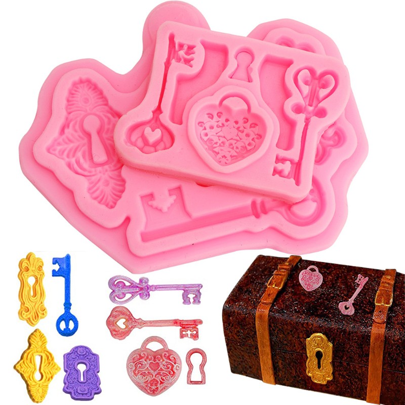 2 Khuôn Silicone Làm Bánh Hình Chìa Khóa Vintage