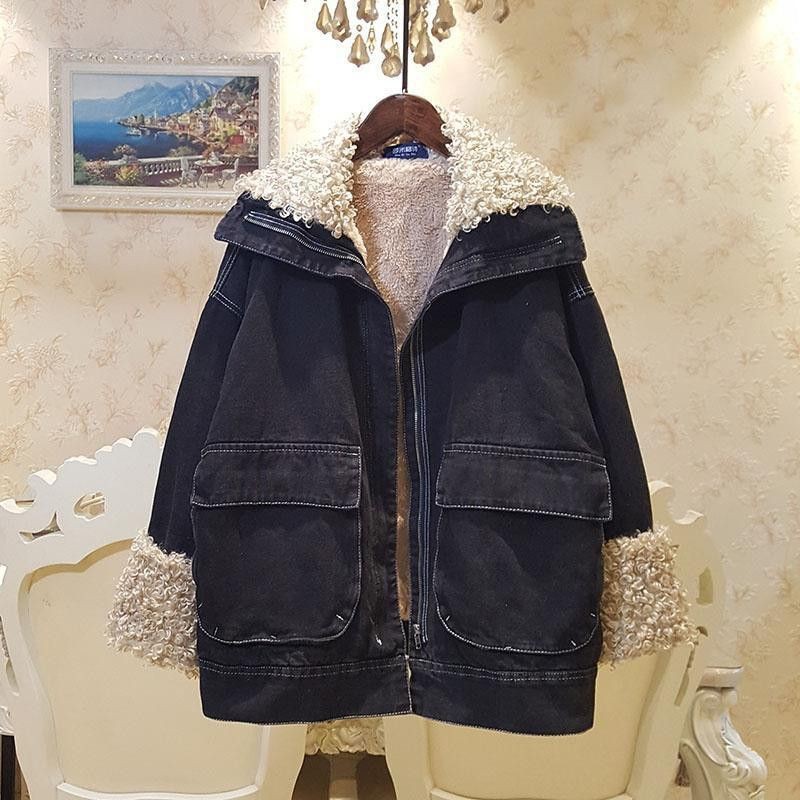 Áo khoác denim jean lót lông