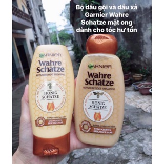 Bộ dầu gội xả Garnier Wahre Schätze chiết xuất mật ong