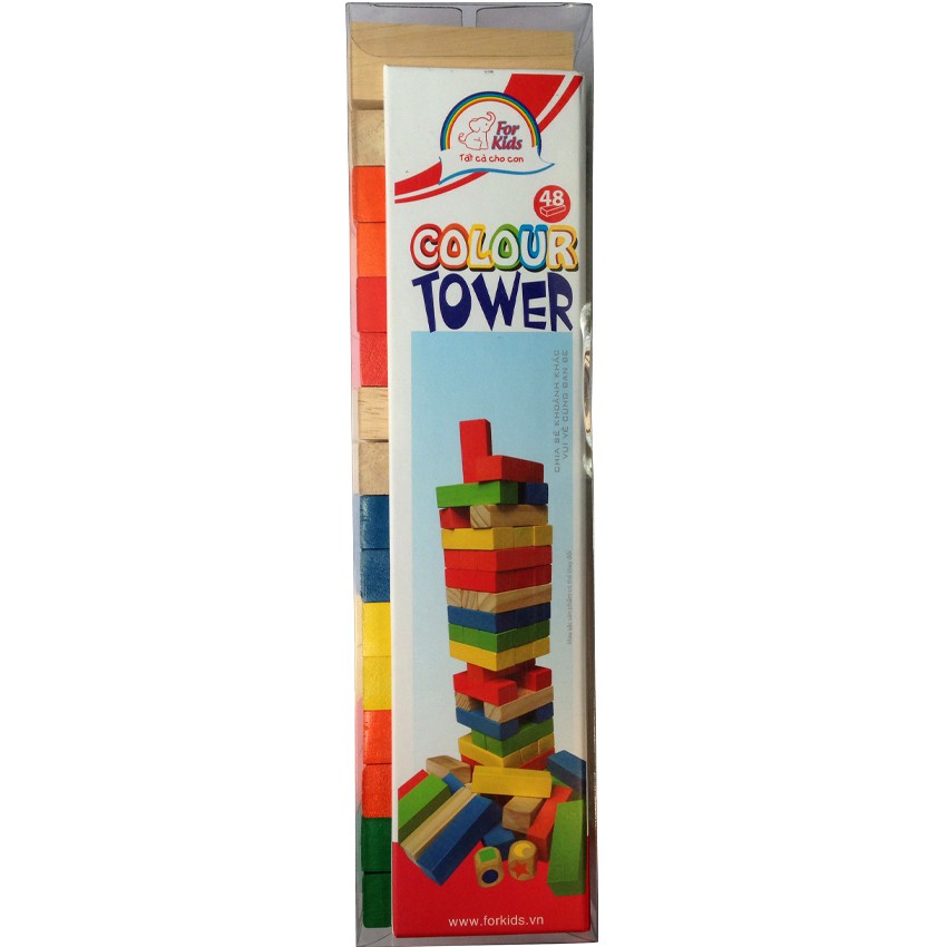 Đồ chơi giáo dục Việt For Kids - Rút gỗ màu 48 thanh Colour Tower - FKS-044