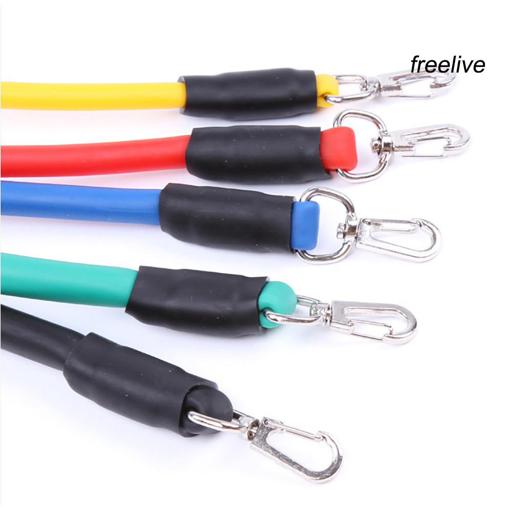 FRE|11Pcs Yoga Fitness Exercise Resistance Bands Tubes Workout Elastic Pull Rope Set