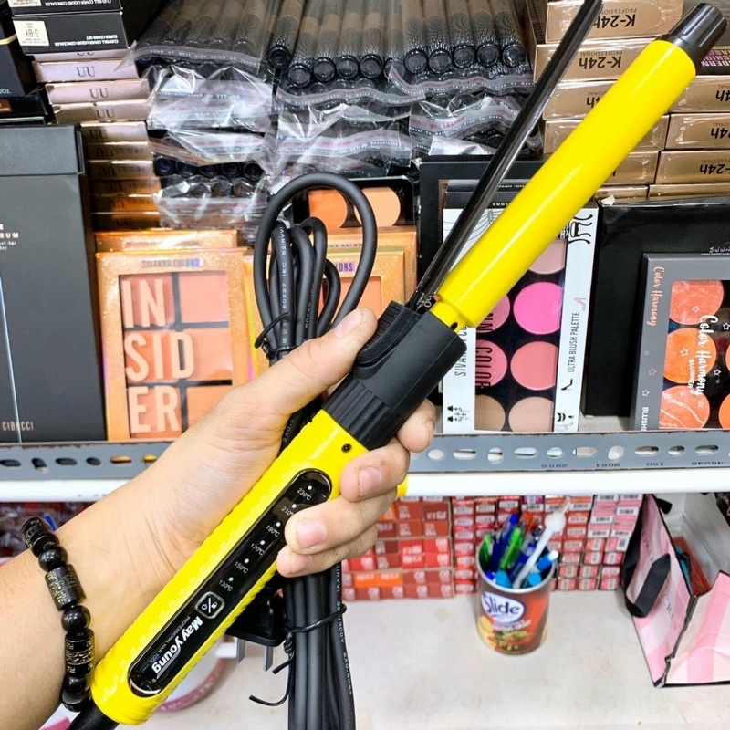 Máy uốn tóc xoăn vàng cảm ứng May Young M606 phủ sứ ceramic bóng mượt tóc