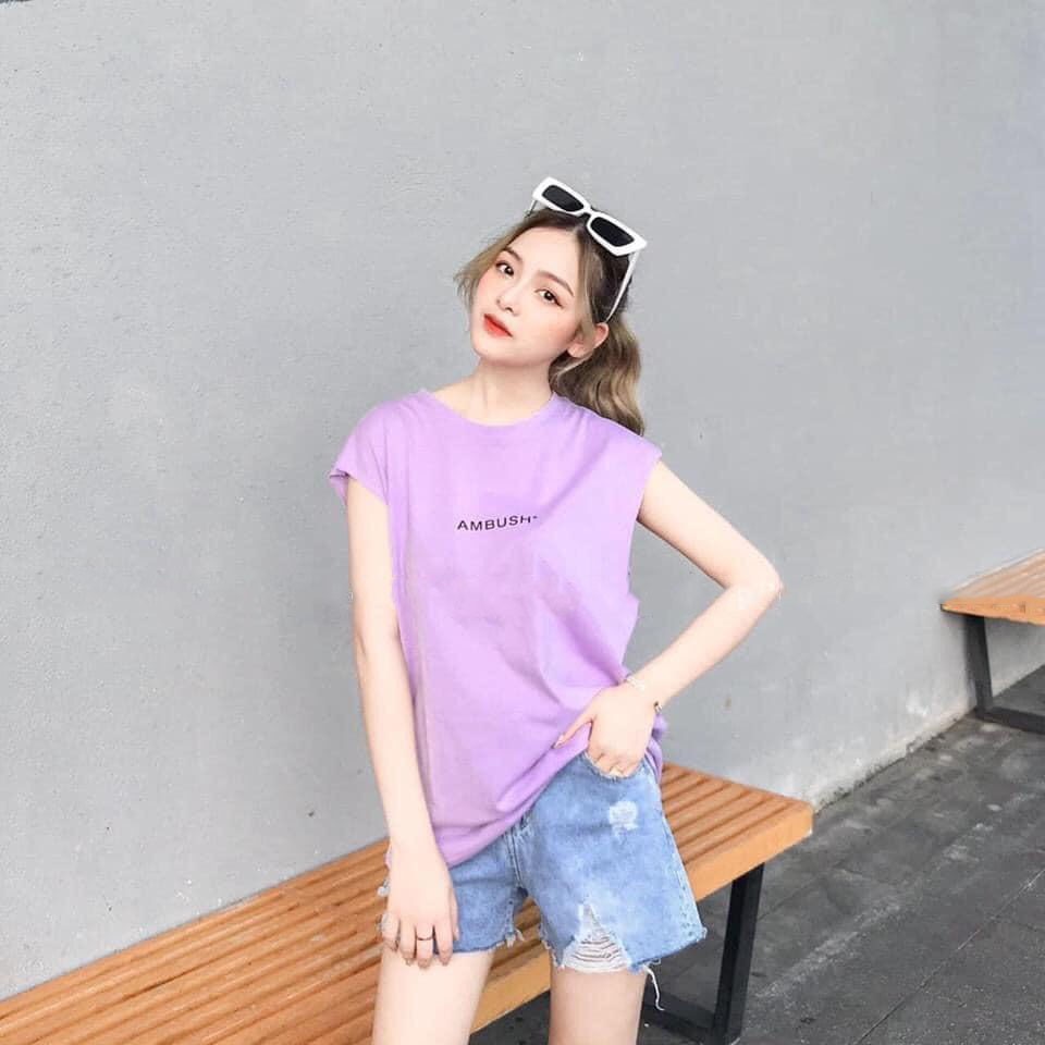 áo thun ba lỗ freesize chất liệu thun cotton in chữ đơn giản cá tính 0084