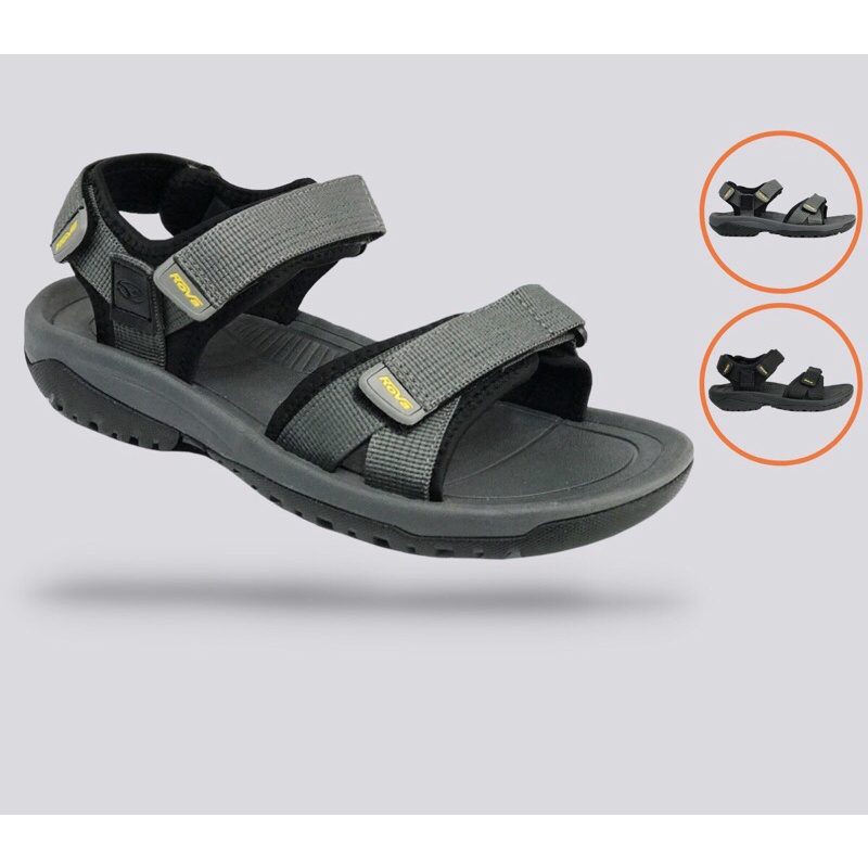 Giày sandal quai hậu nam 2 quai ngang Rova RV-679 màu đen, xám quai dù đế cao su đúc