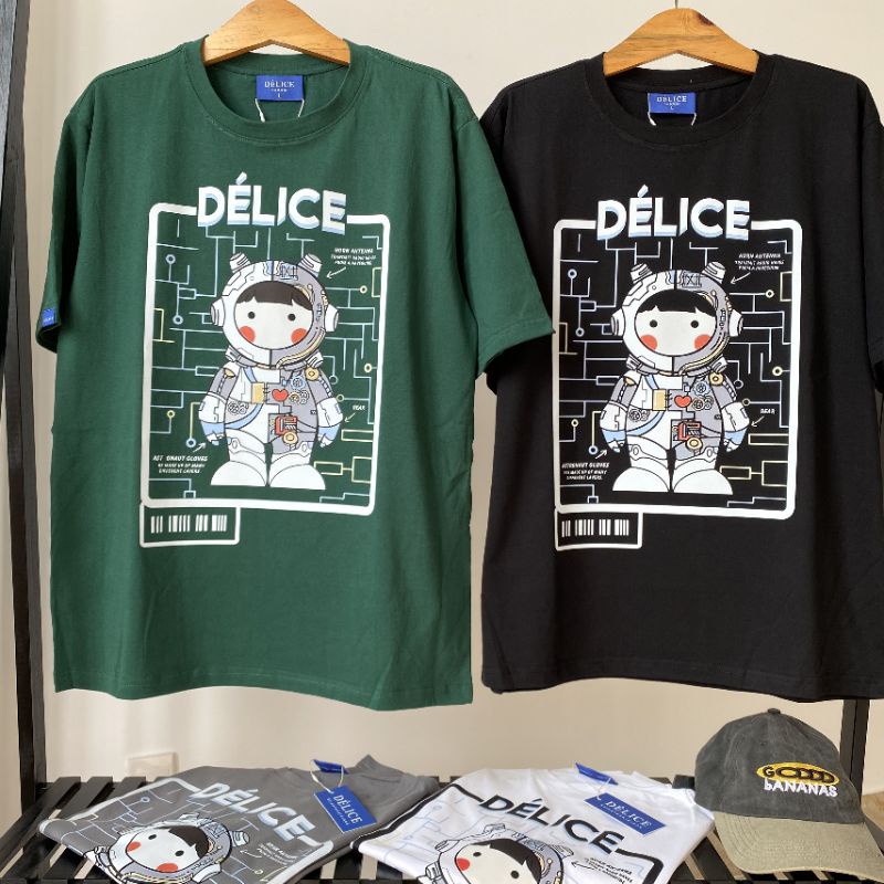 Áo thun%Cotton Full size% ảnh thật Délice phi hành gia