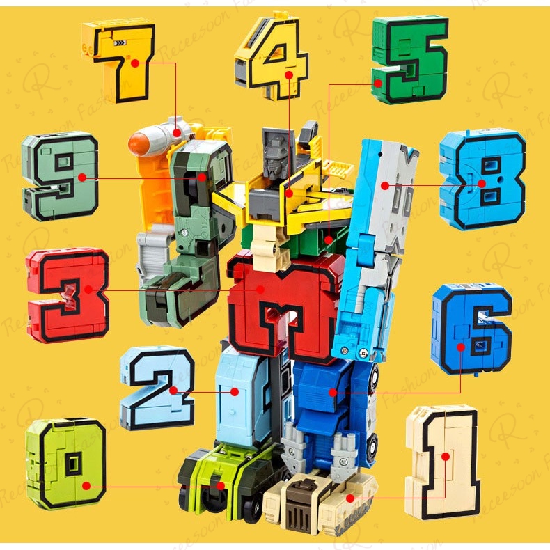 Bộ đồ chơi người máy biến hình hình chữ số dành cho trẻ em