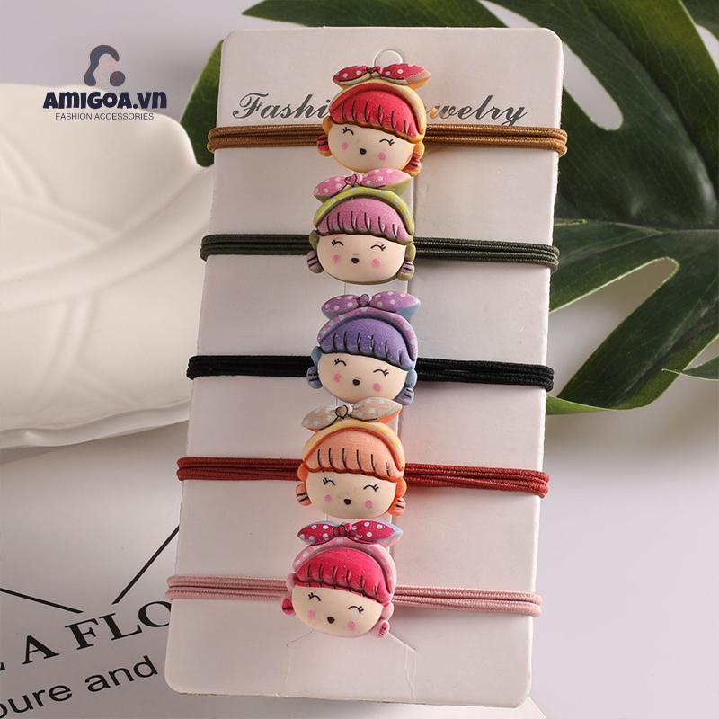 ✨✨Dây thun cột tóc thoải mái gắn hình hoạt hình nhiều màu thời trang Hàn Quốc