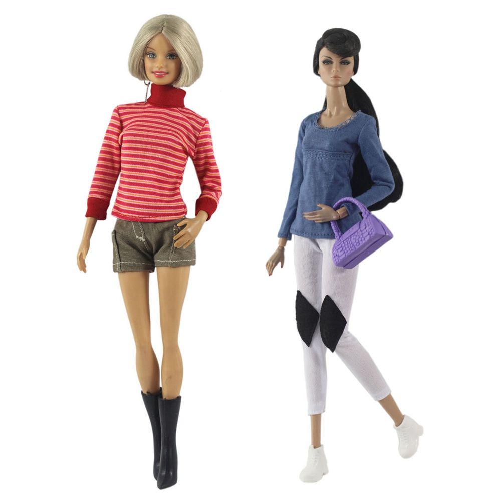 Bộ áo khoác jeans + quần short da 11.5&quot; 1/6 BJD cho búp bê