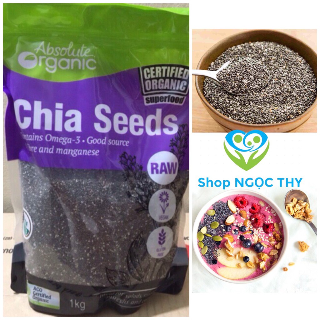 Hạt Chia đen hữu cơ nhập Úc túi tím 1kg (đóng tại VN)