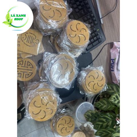 Miếng Lót Cốc, Ly, Tách CHẤT LIỆU GỖ Kiểu Mới (Size 9.5cm) - Lót Đồ Uống Trà, Cafe Cá Tính