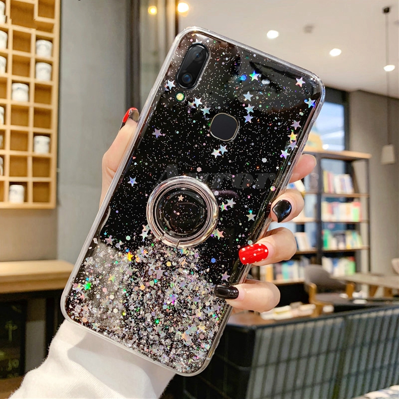 Bling Star SoftCase Vivo Y91 Y93 S1 Y65 Y91C V5S V5 Lite V9 V11 Pro Y69 Soft Phone Cover With Ring