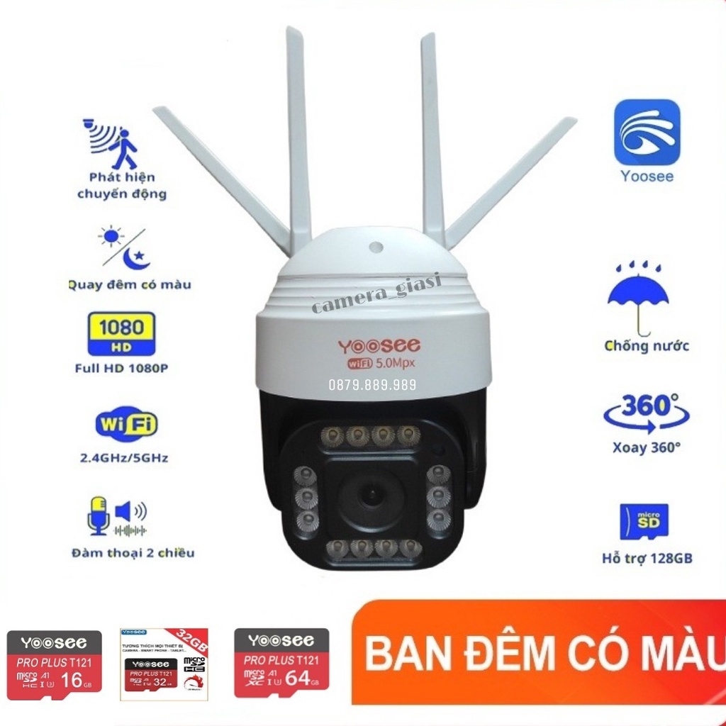 Camera yoosee ngoài trời Ptz 14led xoay 360 độ, đàm thoại 2 chiều, chịu nắng mưa, có màu ban đêm