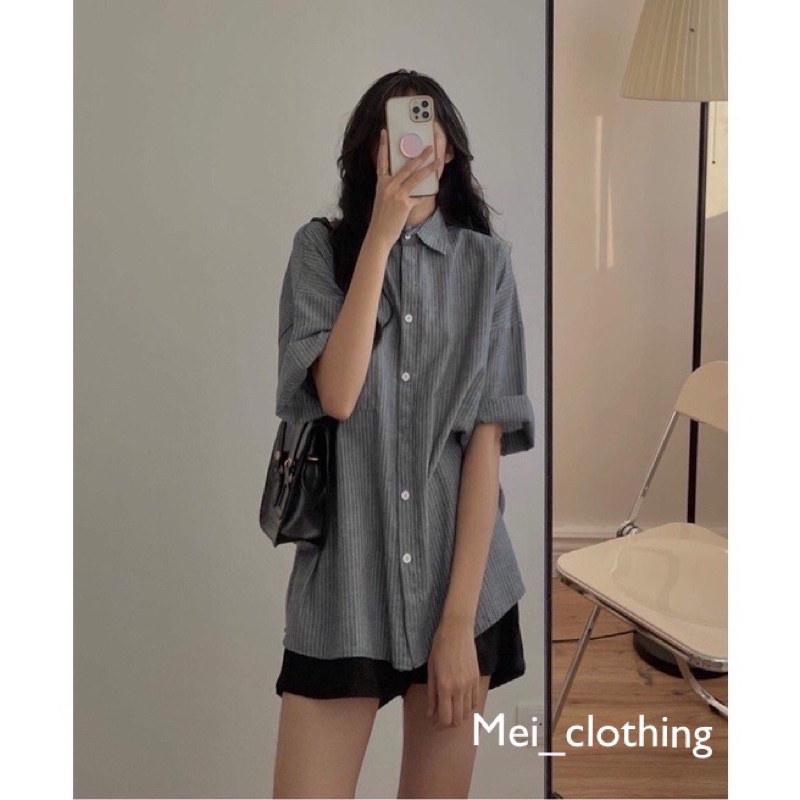 Áo sơmi kẻ cộc tay form rộng nhiều màu/ sơ mi đi học