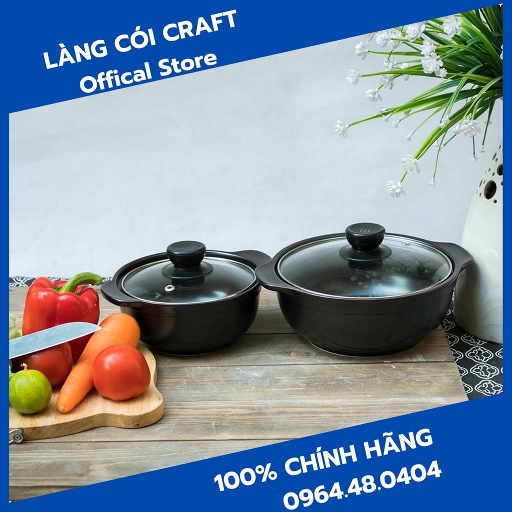 Nồi đất nắp kính Nodacook 0.7L - 1.2L - Làng Cói Craft phân phối