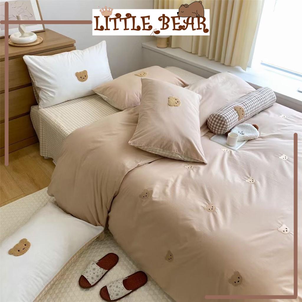 Bộ Chăn Ga Gấu BEAR CAO CẤP Phong Cách Hàn Quốc Cotton Hữu Cơ 100% - Little Bear
