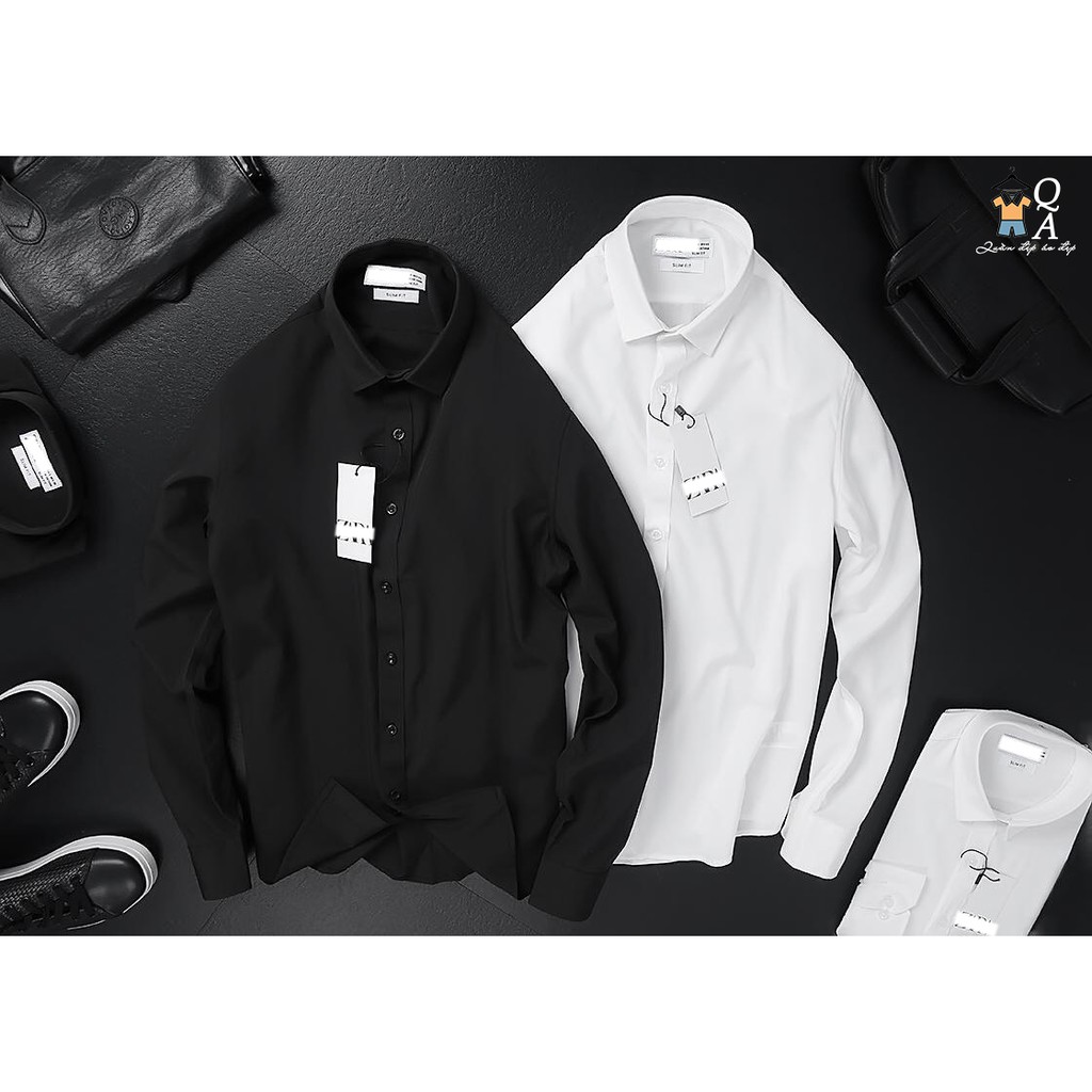 Áo sơ mi nam ZARA dài tay, dáng slim fit, cổ ve lật, cổ tay cài khuy