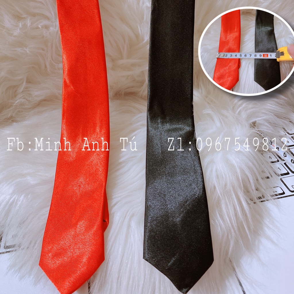 Cà vạt học sinh nam nữ KING đồng phục chụp kỷ yếu màu đen, Cà vạt bê quả
