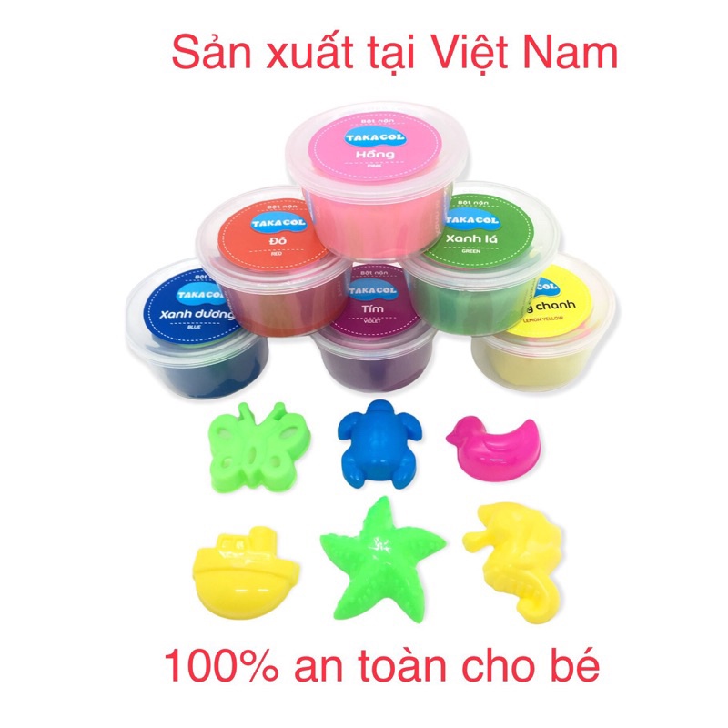 2 Hũ đất nặn bột nặn 82g kèm khuôn TAKACOL như hình