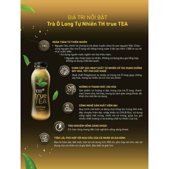 (New) Trà xanh / Trà Oolong vị tự nhiên TH TRUE TEA 350ml