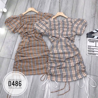 Bigsize Đầm dây rút D486