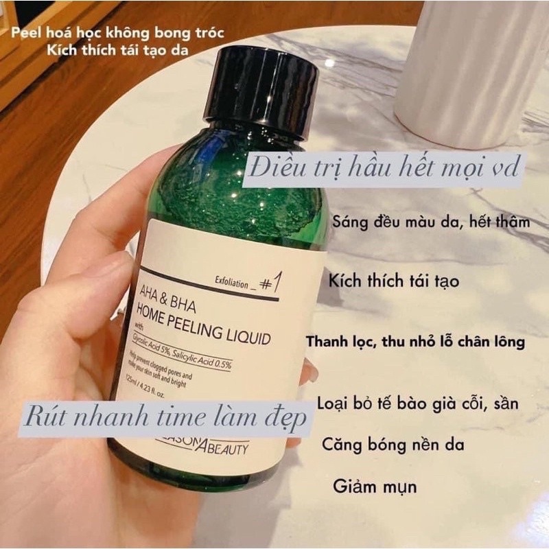 Toner Tẩy Da Chết Thu Nhỏ Lỗ Chân Lông AHA BHA Home peeling liwuid - Reason A Beauty 125ml nước hoa hồng MINA BEAUTY