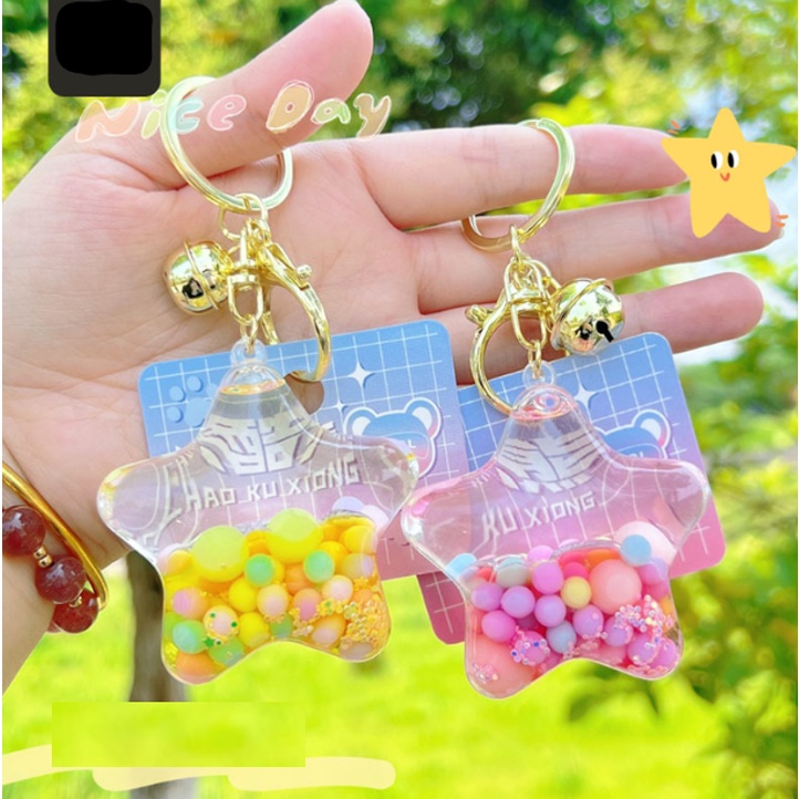 Móc Khóa Hình Sao Nước Sỏi Đẹp Cute phụ kiện Túi Xách dễ thương -Minkey