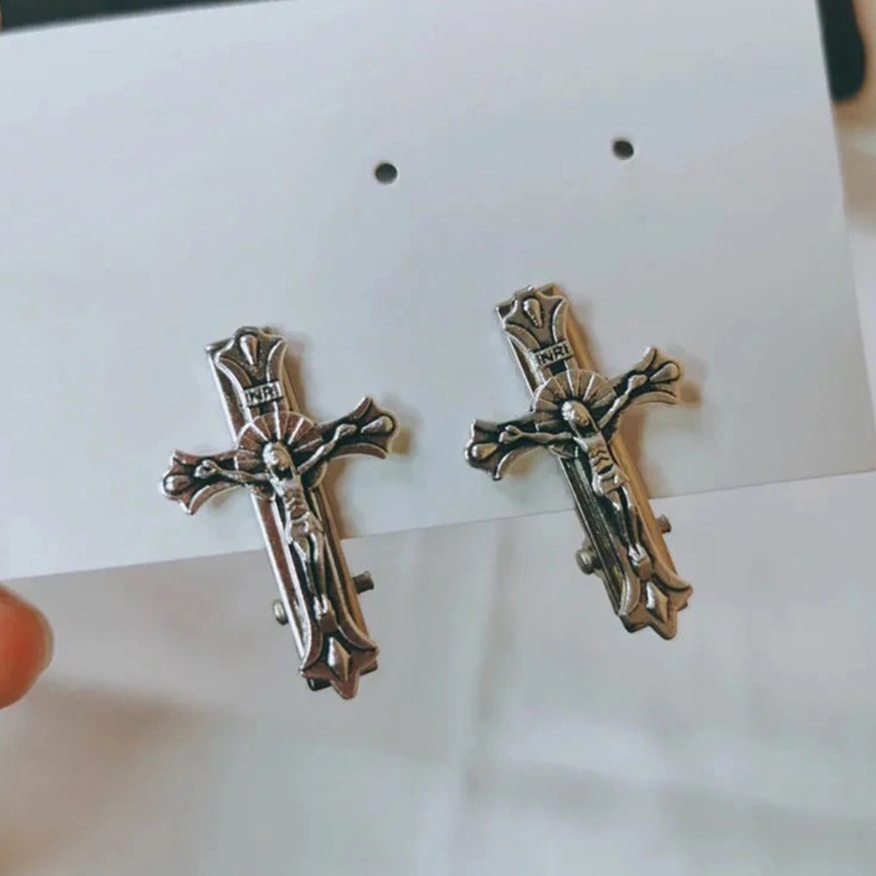 [Hàng mới về] Kẹp tóc mỏ vịt hình chữ thập phong cách Gothic cổ điển thời trang