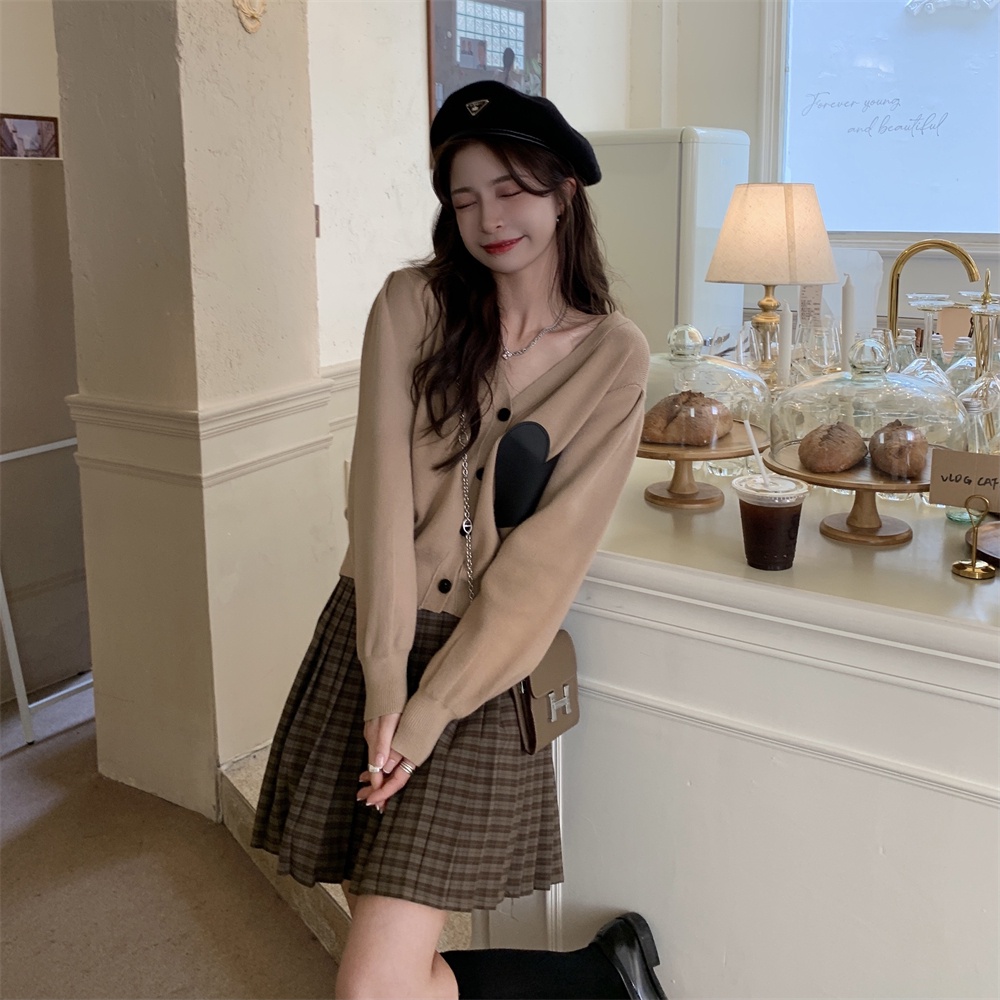 Xiaozhainv Áo Khoác Cardigan Dệt Kim Tay Dài In Hình Trái Tim Thời Trang Hàn Quốc Cho Nữ | BigBuy360 - bigbuy360.vn