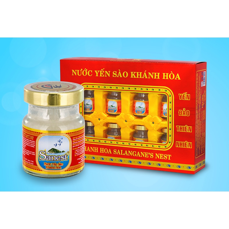 Nước Yến Sào⚜️ CAO CẤP⚜️Khánh Hòa Sanest Lọ 70ml, Hộp 8 Lọ - 002H8