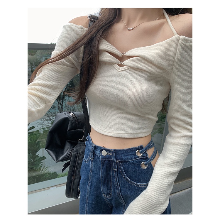 Áo Thun COZOK Tay Dài Dáng Ôm Hở Lưng Quyến Rũ Thời Trang