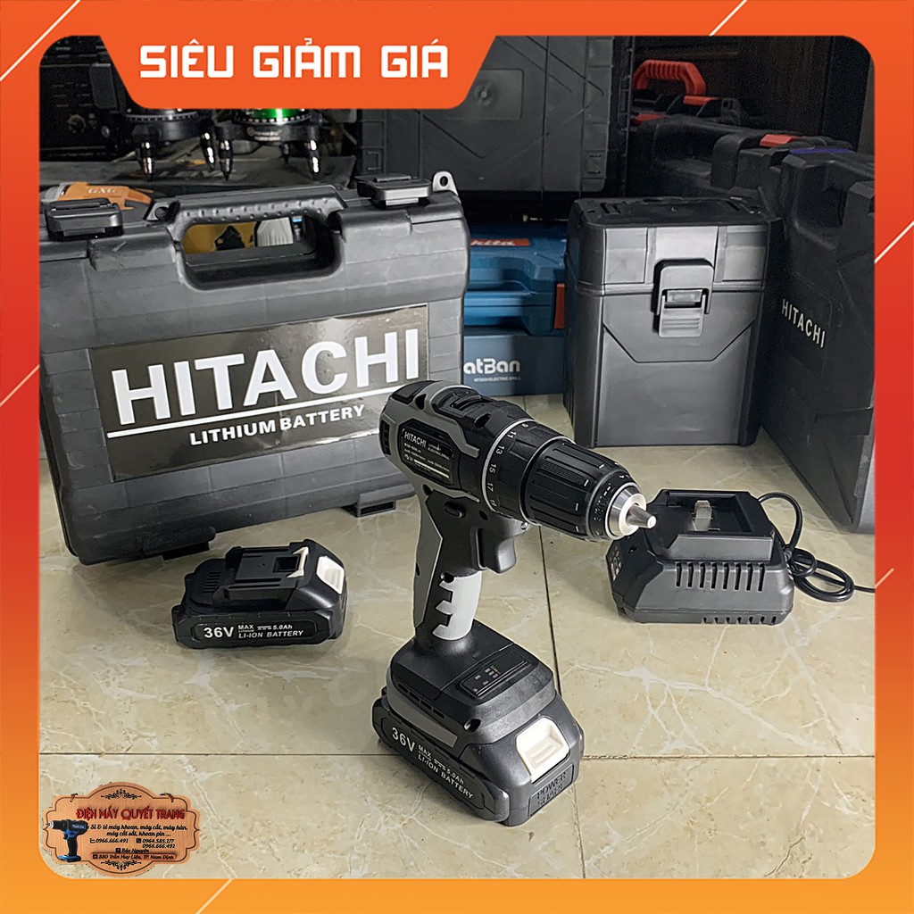 MÁY KHOAN PIN HITACHI [ FULL BOX + BH 12 Tháng ] 36V KHÔNG CHỔI THAN MÁY KHOAN PIN