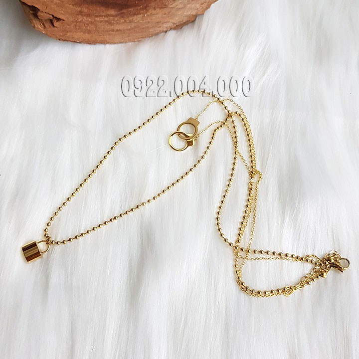 Dây chuyền mặt cái còng, dây chuyền nữ kiểu dây đôi DZ1642