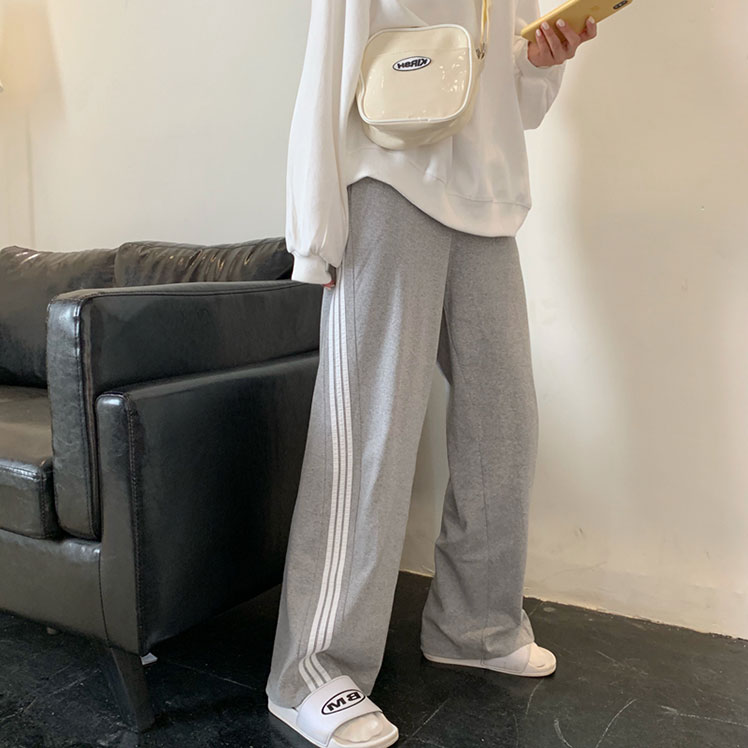 Xiaozhainv Quần Thể Thao Nữ Lưng Cao Dáng Rộng Phong Cách Hàn Quốc