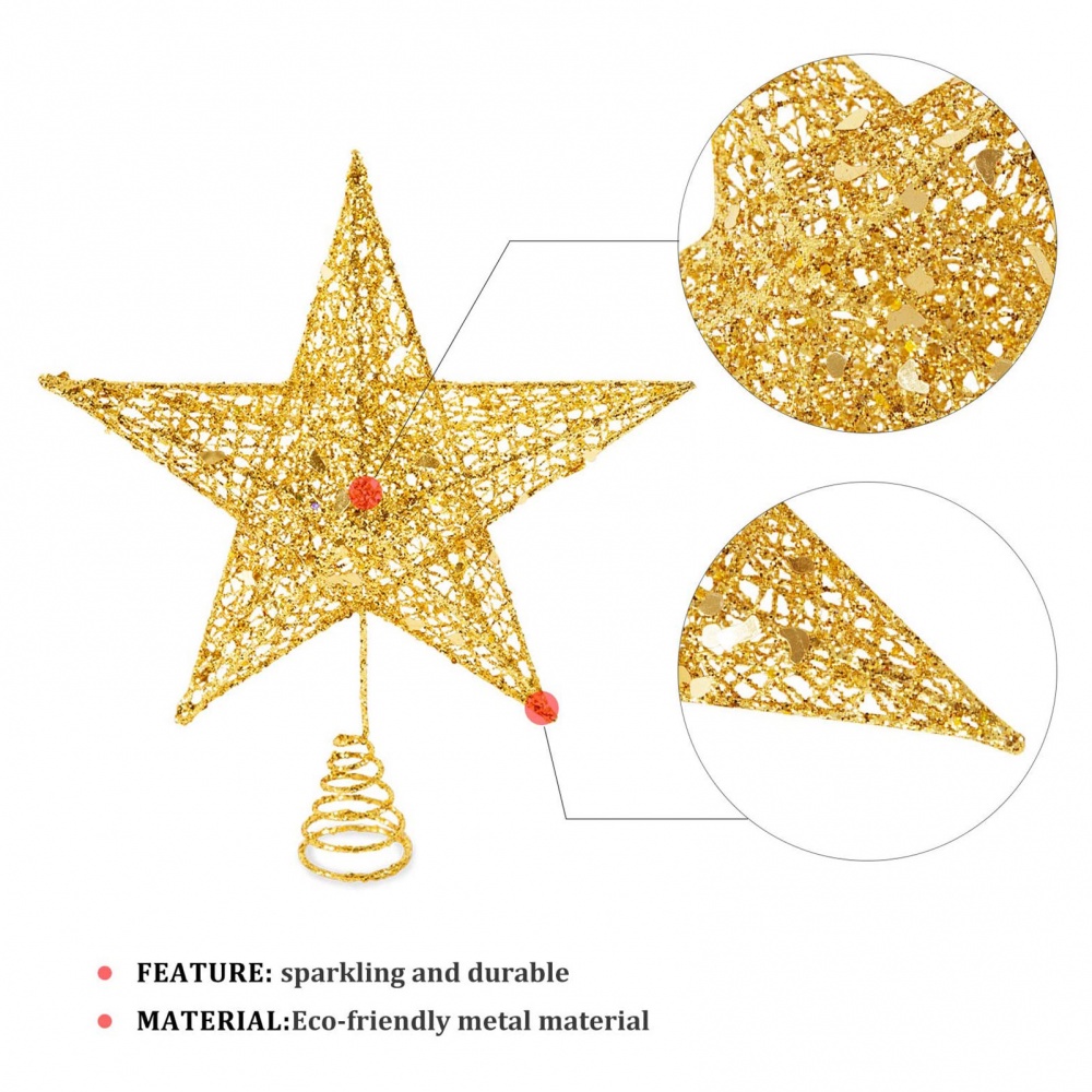 Phụ kiện trang trí cây thông noel hình ngôi sao năm cánh có đèn LED dành cho dịp Giáng Sinh