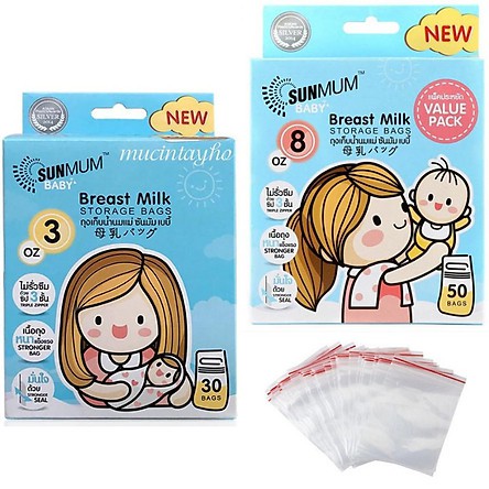 Túi trữ sữa Sunmum chính hãng an toàn tiện lợi với dung tích 250ml và 100ml