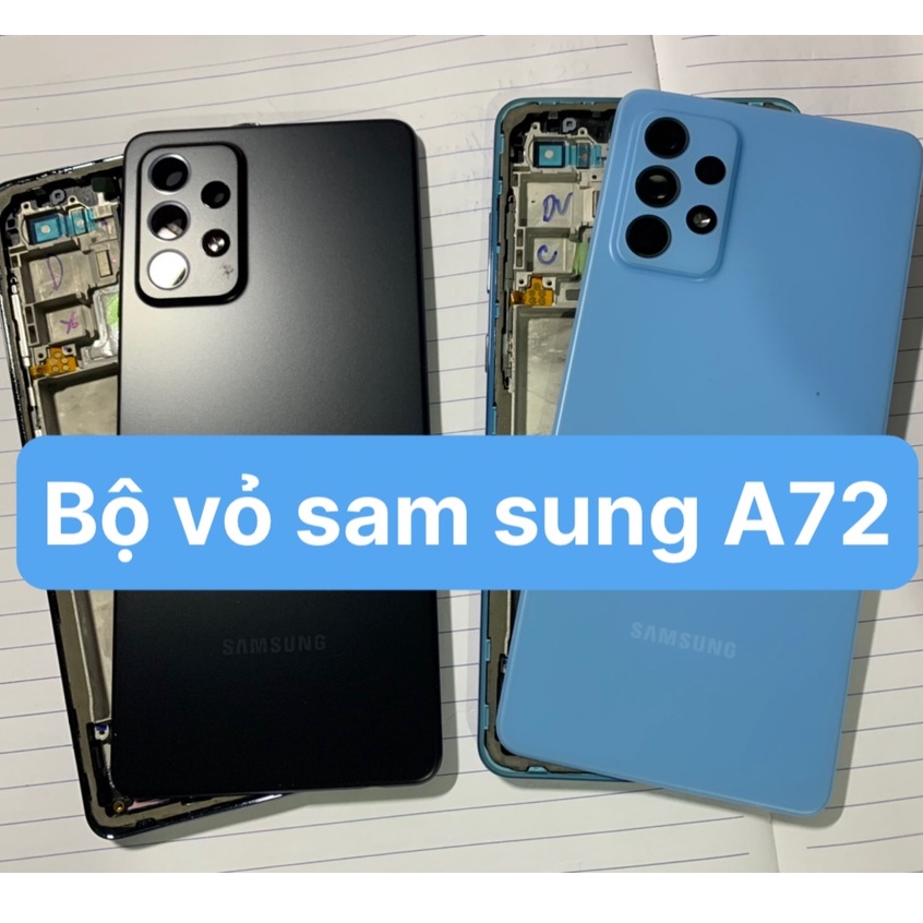 Bộ vỏ samsung A72 - gồm lưng, kính camera, xương sườn máy, phím nhựa