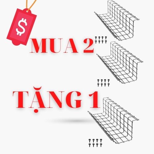 △Combo hai khay đỡ ổ cắm điện, dây điện dưới mặt bàn bằng thép sơn tĩnh giúp quản lý cáp hiệu quả an toàn.