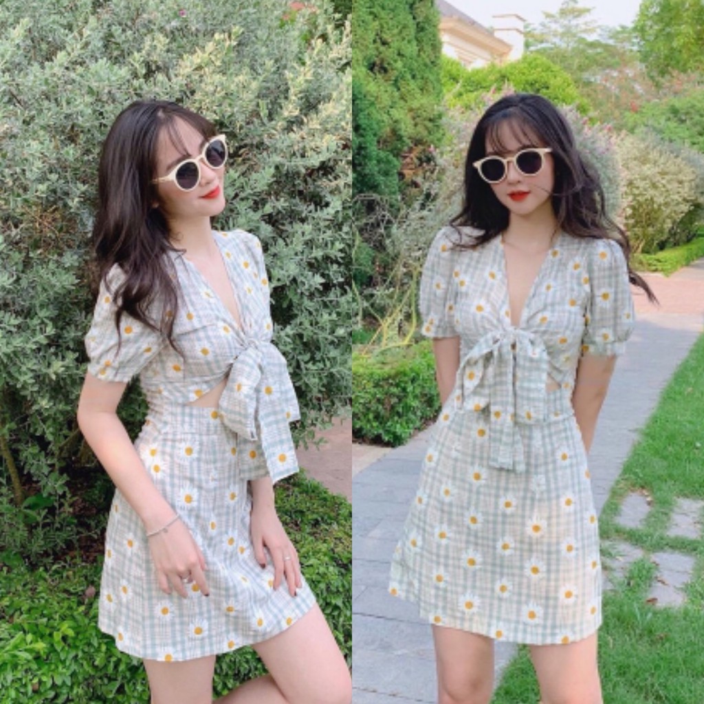 [Mã SKAMA06 giảm 8% tối đa 50K đơn 250K] [HÀNG THIẾT KẾ] Đầm váy hoa cúc cột nơ dễ thương | BigBuy360 - bigbuy360.vn