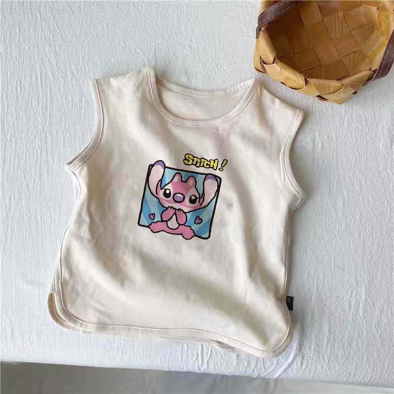 Áo Thun Cotton Mỏng Sát Nách In Hoạt Hình Thời Trang Mùa Hè Cho Bé
