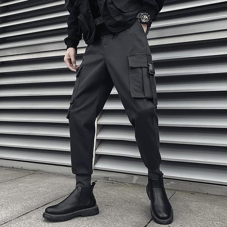 Spring Pants Men's Korean-Style Trendy Cargo Pants Youth Ankle-Tied Mechanical Style Ankle-Tied Harem Pants