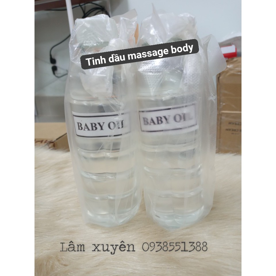 Tinh dầu massage body baby oil FREESHIP   Làm mềm da, bảo vệ độ ẩm tự nhiên mát xa toàn thân chai nước suối siêu thơm.