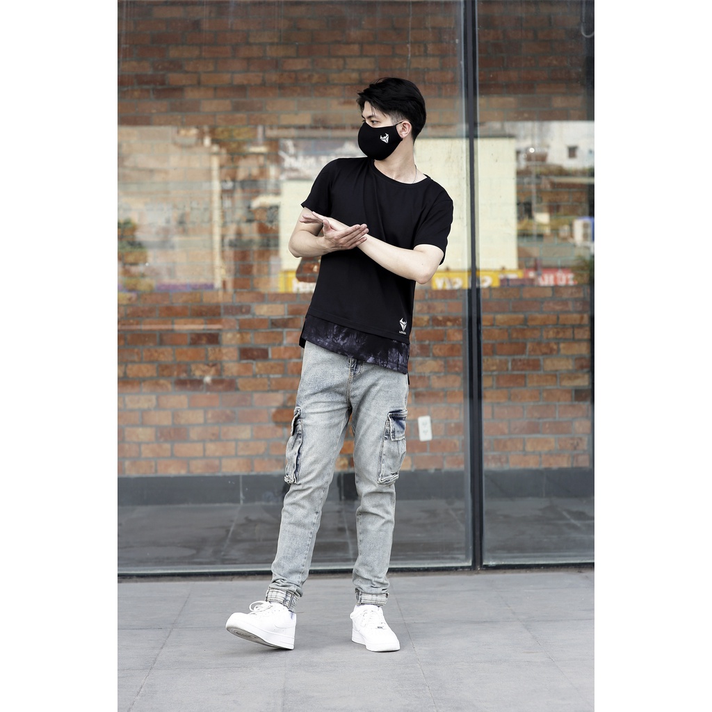 Quần Jogger Jean túi hộp Xanh bạc Lexuza 084