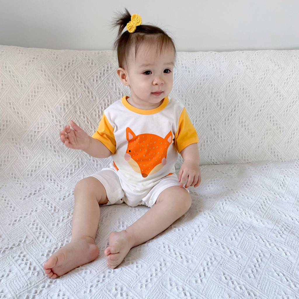 Bộ Body cộc tay cho bé trai bé gái, Body cotton mềm mát, thấm hút mồ hôi, hình thú ngỗ nghĩnh cho bé yêu