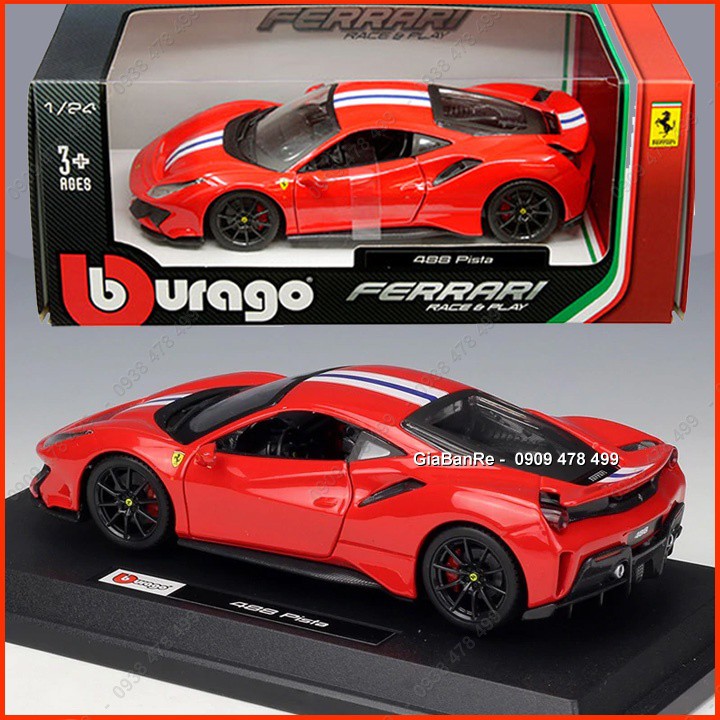 Xe Mô Hình Kim Loại Ferrari 488 Pista Tỉ Lệ 1:24- Bburago - Đỏ - 8131 1