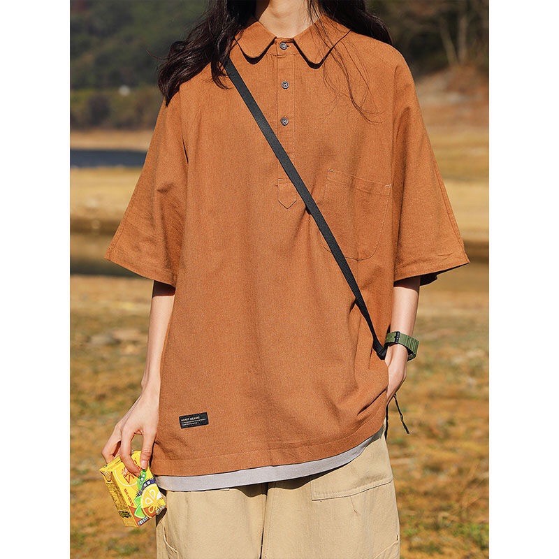 _Áo thun cổ bẻ vintage unisex