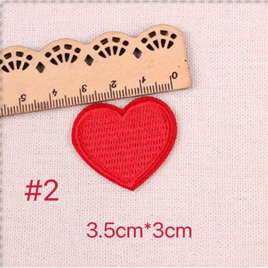 Đen Miếng Dán Ủi Thêu Hình Trái Tim Đỏ