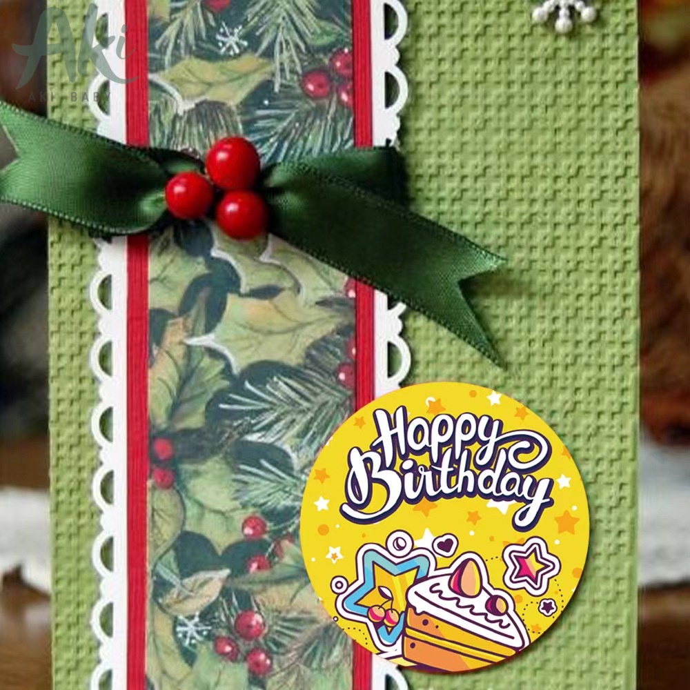 Giá Xưởng - Cuộn Sticker 500 tem happy birth day nhãn dán chúc mừng sinh nhật 25mm trang trí xinh xắn